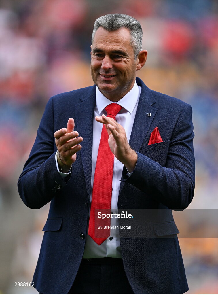 21 July 2024; Ronan Dwane of the Cork hurling jubilee 1999 All Ireland winning team before the GAA Hurling All-Ireland Senior Championship Final between Clare and Cork at Croke Park in Dublin. Photo by Brendan Moran/Sportsfile