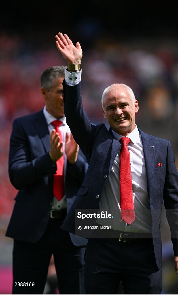 21 July 2024; Seanie McGrath of the Cork hurling jubilee 1999 All Ireland winning team before the GAA Hurling All-Ireland Senior Championship Final between Clare and Cork at Croke Park in Dublin. Photo by Brendan Moran/Sportsfile
