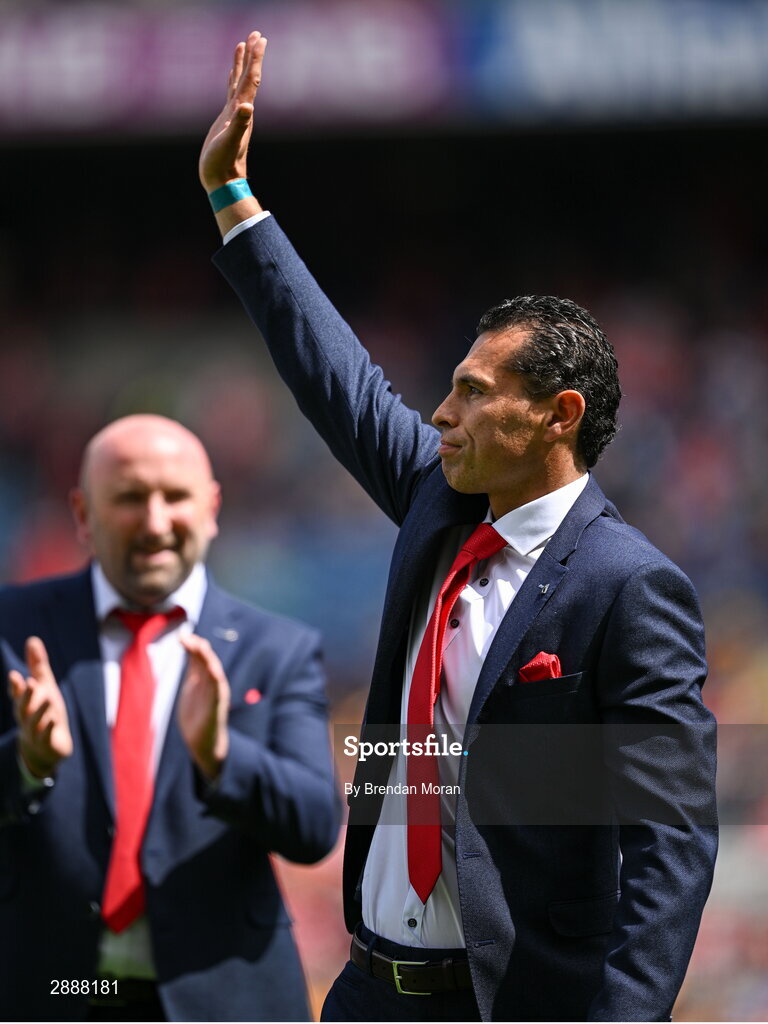 21 July 2024; Sean Óg Ó hAilpín of the Cork hurling jubilee 1999 All Ireland winning team before the GAA Hurling All-Ireland Senior Championship Final between Clare and Cork at Croke Park in Dublin. Photo by Brendan Moran/Sportsfile