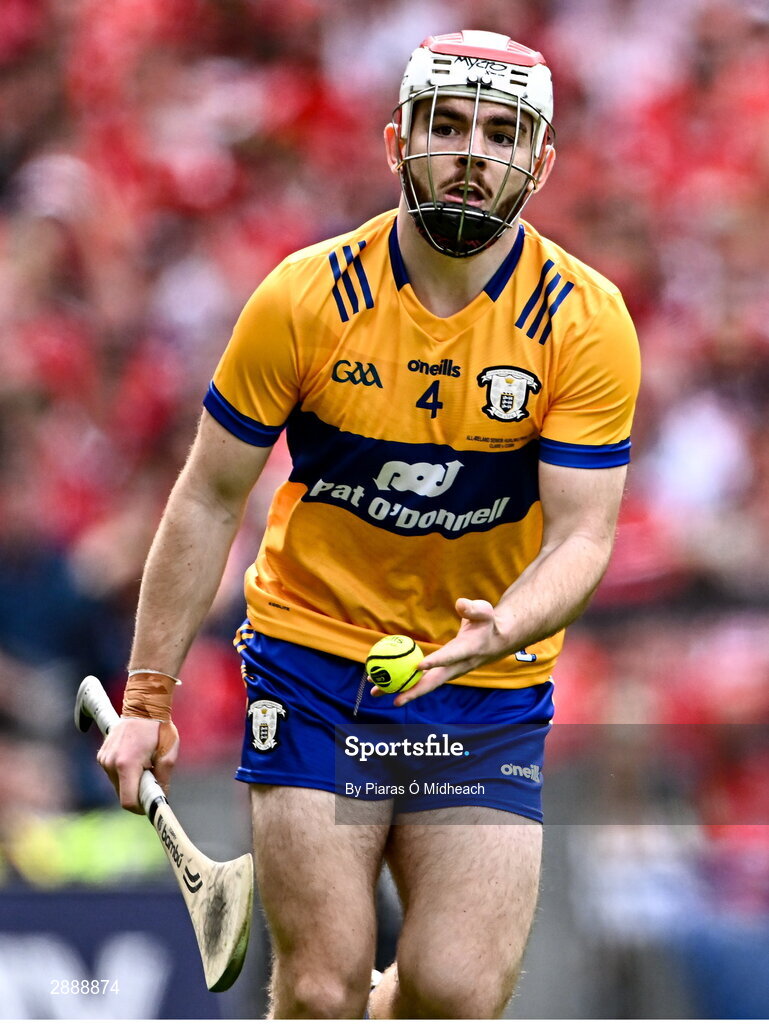 21 July 2024; Conor Leen of Clare during the GAA Hurling All-Ireland Senior Championship Final between Clare and Cork at Croke Park in Dublin. Photo by Piaras Ó Mídheach/Sportsfile
