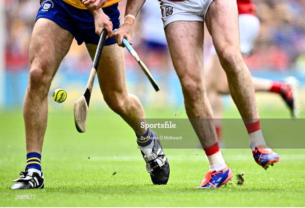 21 July 2024; A detailed view of action during the GAA Hurling All-Ireland Senior Championship Final between Clare and Cork at Croke Park in Dublin. Photo by Piaras Ó Mídheach/Sportsfile