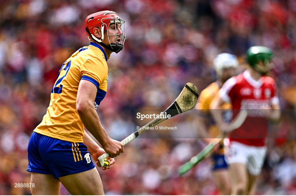 21 July 2024; Peter Duggan of Clare during the GAA Hurling All-Ireland Senior Championship Final between Clare and Cork at Croke Park in Dublin. Photo by Piaras Ó Mídheach/Sportsfile