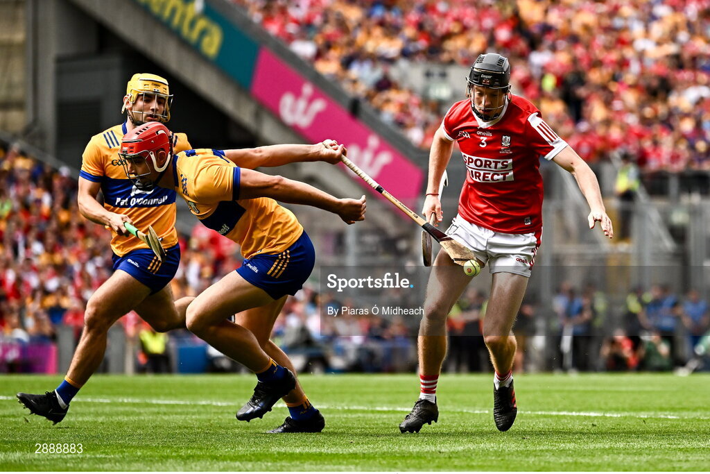 21 July 2024; Eoin Downey of Cork during the GAA Hurling All-Ireland Senior Championship Final between Clare and Cork at Croke Park in Dublin. Photo by Piaras Ó Mídheach/Sportsfile