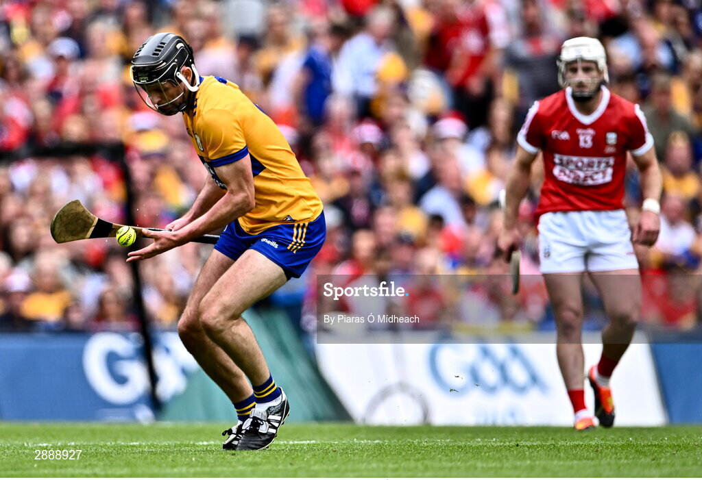 21 July 2024; Cathal Malone of Clare during the GAA Hurling All-Ireland Senior Championship Final between Clare and Cork at Croke Park in Dublin. Photo by Piaras Ó Mídheach/Sportsfile