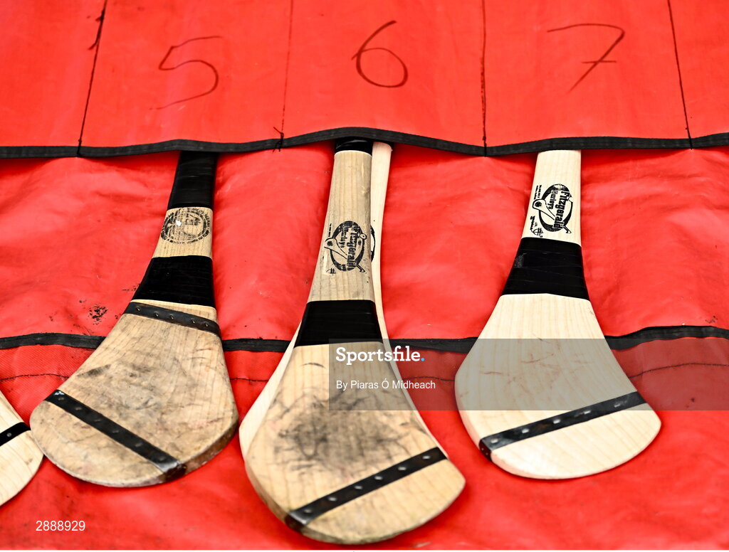 21 July 2024; Spare hurls on the sideline during the GAA Hurling All-Ireland Senior Championship Final between Clare and Cork at Croke Park in Dublin. Photo by Piaras Ó Mídheach/Sportsfile