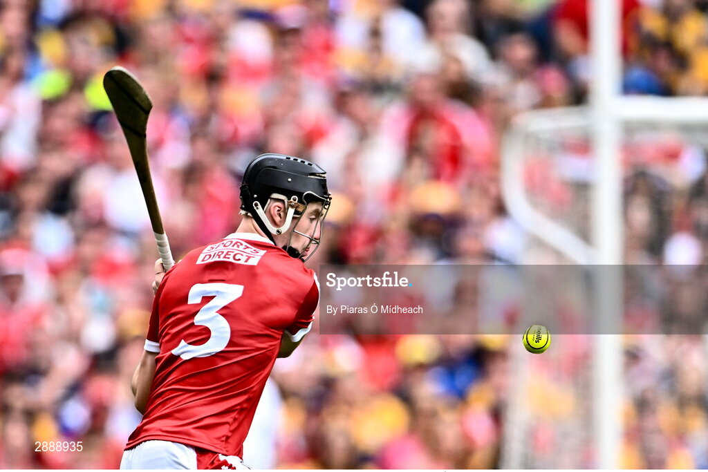 21 July 2024; Eoin Downey of Cork during the GAA Hurling All-Ireland Senior Championship Final between Clare and Cork at Croke Park in Dublin. Photo by Piaras Ó Mídheach/Sportsfile