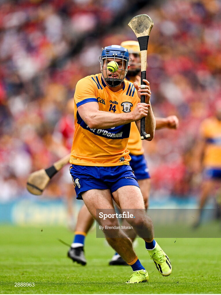 21 July 2024; Shane O'Donnell of Clare during the GAA Hurling All-Ireland Senior Championship Final between Clare and Cork at Croke Park in Dublin. Photo by Brendan Moran/Sportsfile