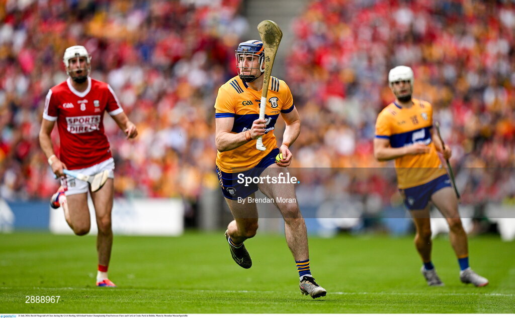 21 July 2024; David Fitzgerald of Clare during the GAA Hurling All-Ireland Senior Championship Final between Clare and Cork at Croke Park in Dublin. Photo by Brendan Moran/Sportsfile