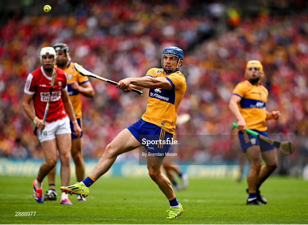 21 July 2024; Shane O'Donnell of Clare during the GAA Hurling All-Ireland Senior Championship Final between Clare and Cork at Croke Park in Dublin. Photo by Brendan Moran/Sportsfile