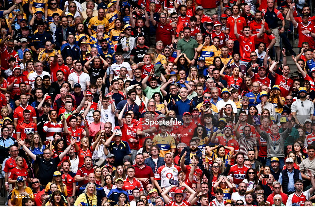 21 July 2024; Spectators during the GAA Hurling All-Ireland Senior Championship Final between Clare and Cork at Croke Park in Dublin. Photo by Piaras Ó Mídheach/Sportsfile