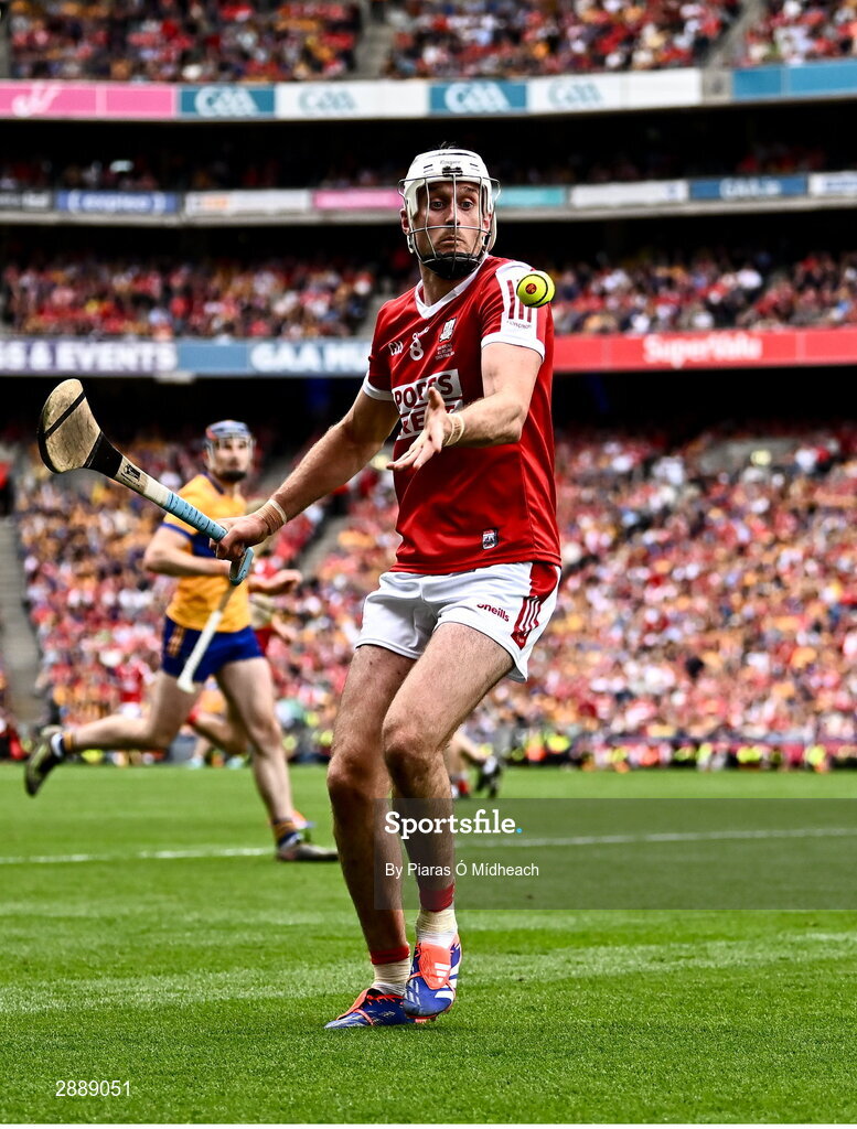 21 July 2024; Tim O'Mahony of Cork during the GAA Hurling All-Ireland Senior Championship Final between Clare and Cork at Croke Park in Dublin. Photo by Piaras Ó Mídheach/Sportsfile