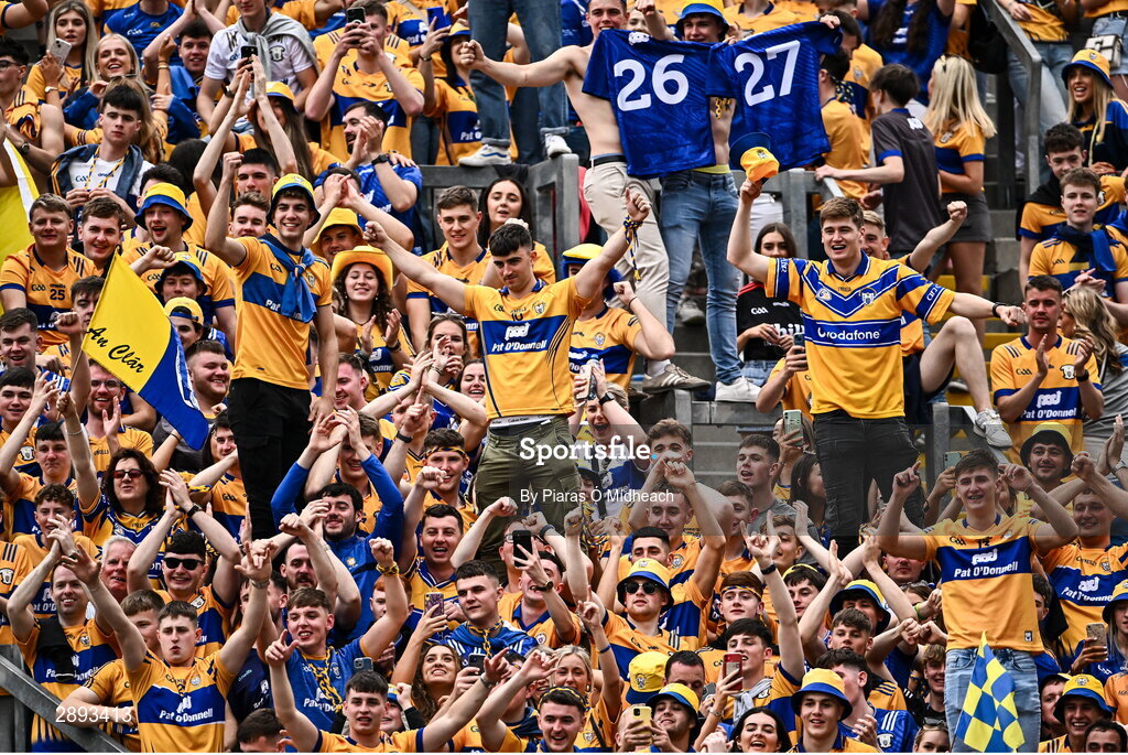 21 July 2024; Clare supporters after their side's victory in the GAA Hurling All-Ireland Senior Championship Final between Clare and Cork at Croke Park in Dublin. Photo by Piaras Ó Mídheach/Sportsfile