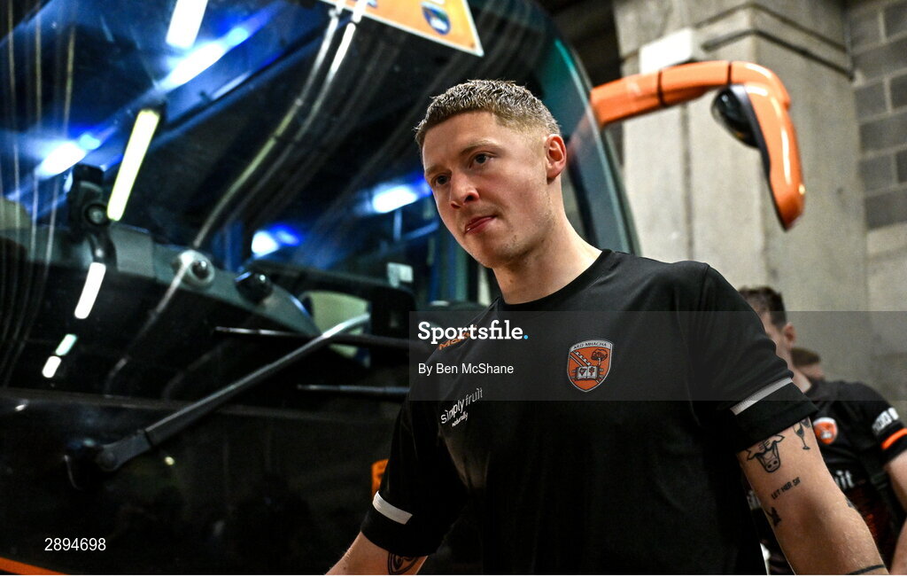 28 July 2024; Armagh goalkeeper Blaine Hughes arrives before the GAA Football All-Ireland Senior Championship Final match between Armagh and Galway at Croke Park in Dublin. Photo by Ben McShane/Sportsfile