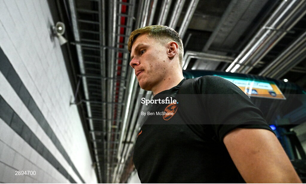 28 July 2024; Oisin O'Neill of Armagh arrives before the GAA Football All-Ireland Senior Championship Final match between Armagh and Galway at Croke Park in Dublin. Photo by Ben McShane/Sportsfile