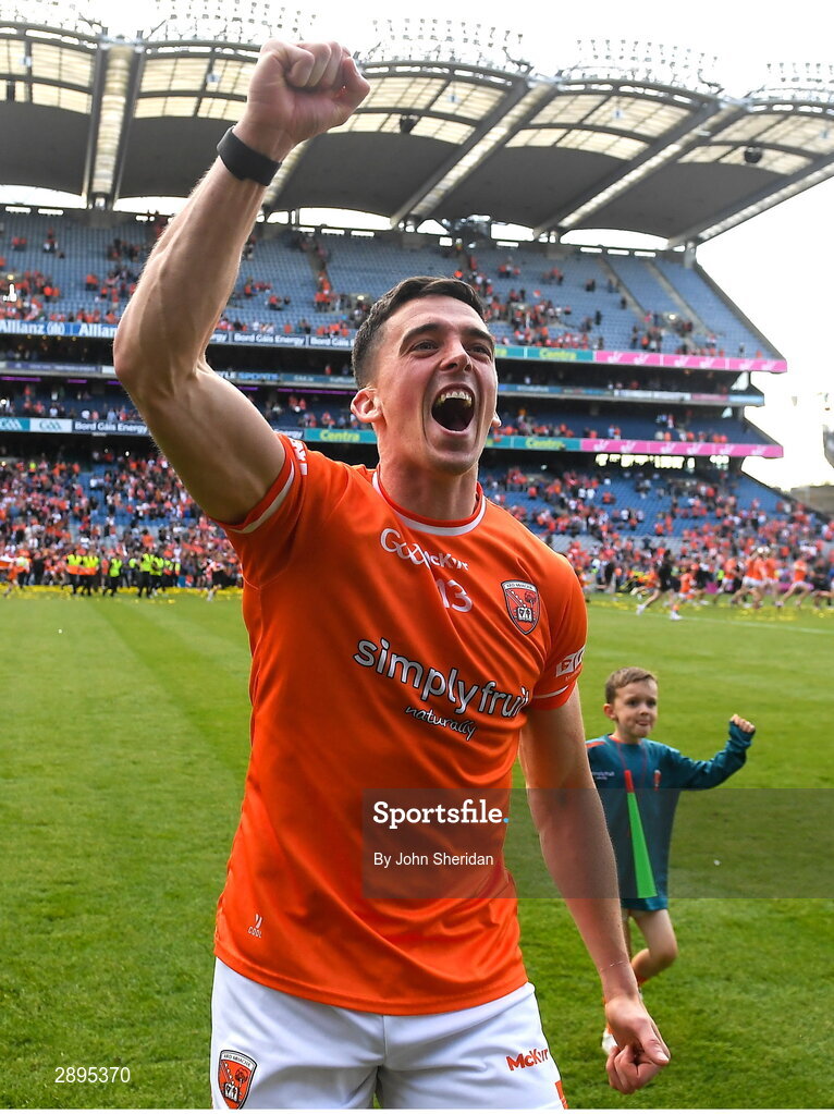 28 July 2024; Rory Grugan of Armagh celebrates after the GAA Football All-Ireland Senior Championship Final match between Armagh and Galway at Croke Park in Dublin. Photo by John Sheridan/Sportsfile