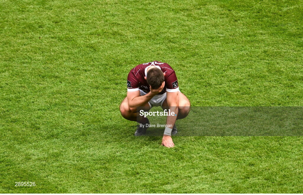 28 July 2024; A dejected Cillian McDaid of Galway after the GAA Football All-Ireland Senior Championship Final match between Armagh and Galway at Croke Park in Dublin. Photo by Daire Brennan/Sportsfile