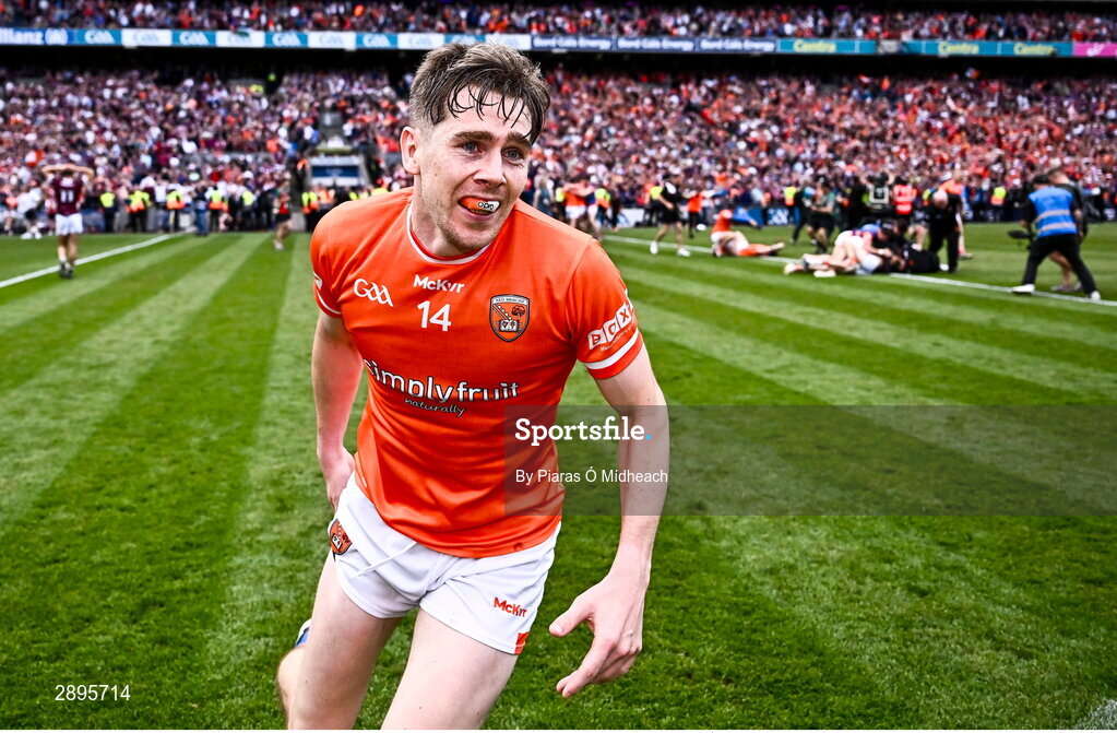 28 July 2024; Andrew Murnin of Armagh celebrates after his side's victory in the GAA Football All-Ireland Senior Championship Final match between Armagh and Galway at Croke Park in Dublin. Photo by Piaras Ó Mídheach/Sportsfile