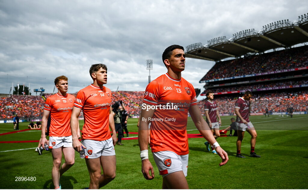 28 July 2024; Rory Grugan of Armagh before the GAA Football All-Ireland Senior Championship Final match between Armagh and Galway at Croke Park in Dublin. Photo by Ramsey Cardy/Sportsfile