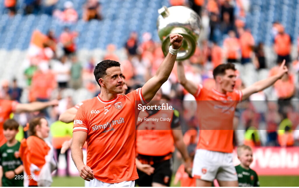 28 July 2024; Stefan Campbell of Armagh after the GAA Football All-Ireland Senior Championship Final match between Armagh and Galway at Croke Park in Dublin. Photo by Ramsey Cardy/Sportsfile