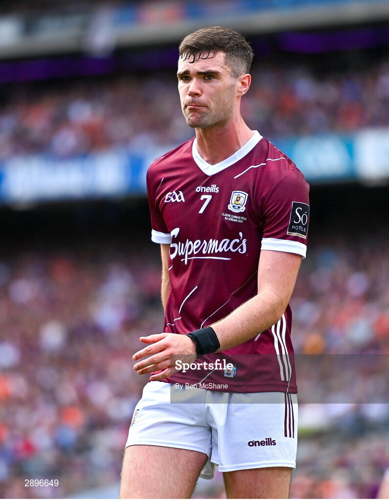 28 July 2024; Séan Mulkerrin of Galway during the GAA Football All-Ireland Senior Championship Final match between Armagh and Galway at Croke Park in Dublin. Photo by Ben McShane/Sportsfile