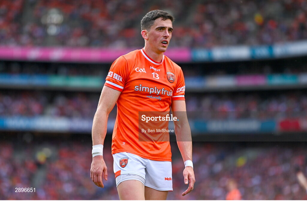 28 July 2024; Rory Grugan of Armagh during the GAA Football All-Ireland Senior Championship Final match between Armagh and Galway at Croke Park in Dublin. Photo by Ben McShane/Sportsfile