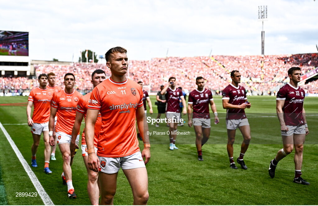 28 July 2024; Rian O'Neill of Armagh in the parade before the GAA Football All-Ireland Senior Championship Final match between Armagh and Galway at Croke Park in Dublin. Photo by Piaras Ó Mídheach/Sportsfile