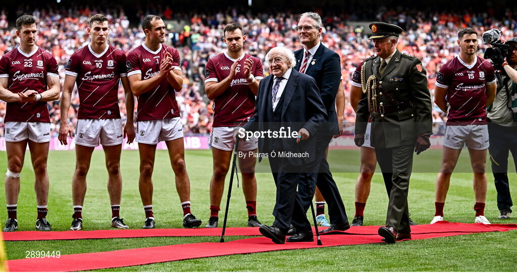 28 July 2024; President of Ireland Michael D Higgins before the GAA Football All-Ireland Senior Championship Final match between Armagh and Galway at Croke Park in Dublin. Photo by Piaras Ó Mídheach/Sportsfile