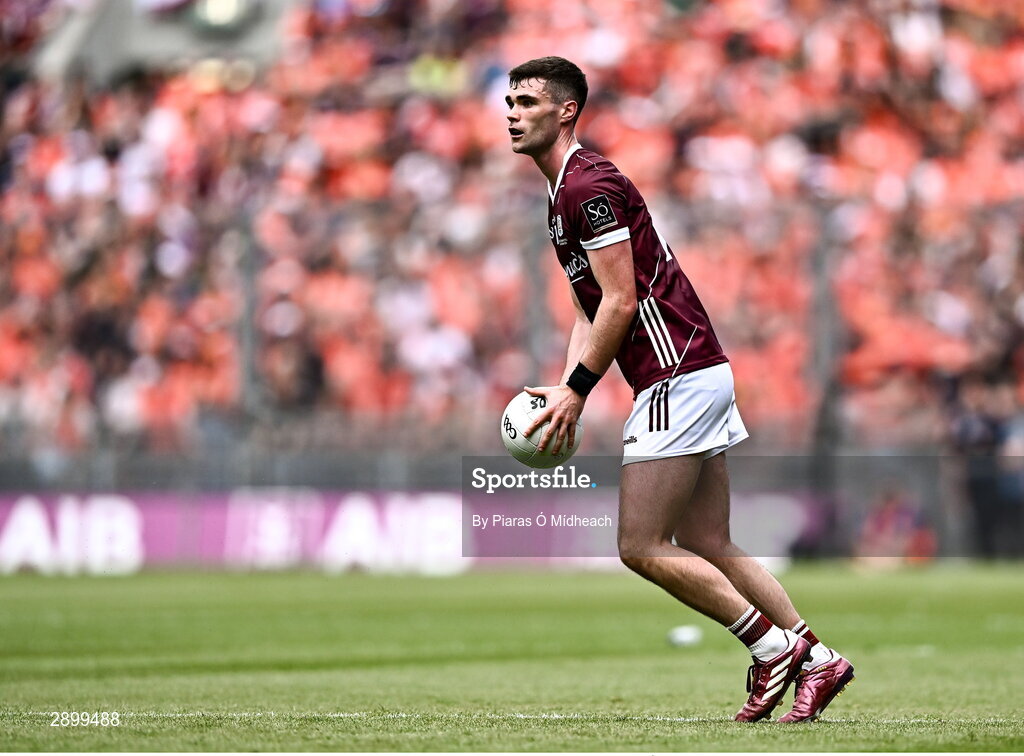 28 July 2024; Séan Mulkerrin of Galway during the GAA Football All-Ireland Senior Championship Final match between Armagh and Galway at Croke Park in Dublin. Photo by Piaras Ó Mídheach/Sportsfile