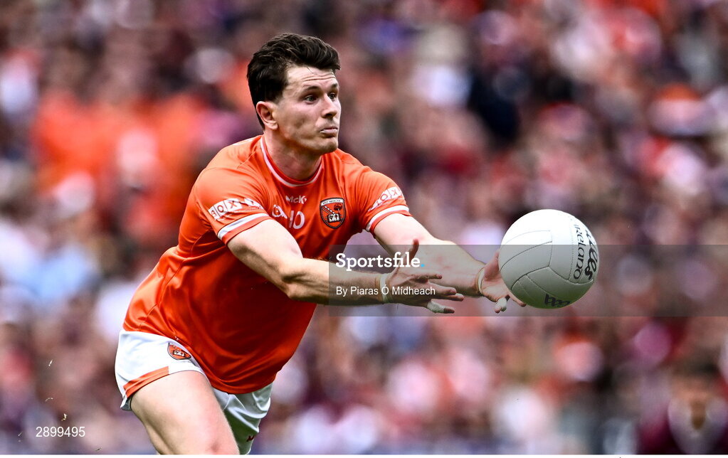 28 July 2024; Joe McElroy of Armagh during the GAA Football All-Ireland Senior Championship Final match between Armagh and Galway at Croke Park in Dublin. Photo by Piaras Ó Mídheach/Sportsfile