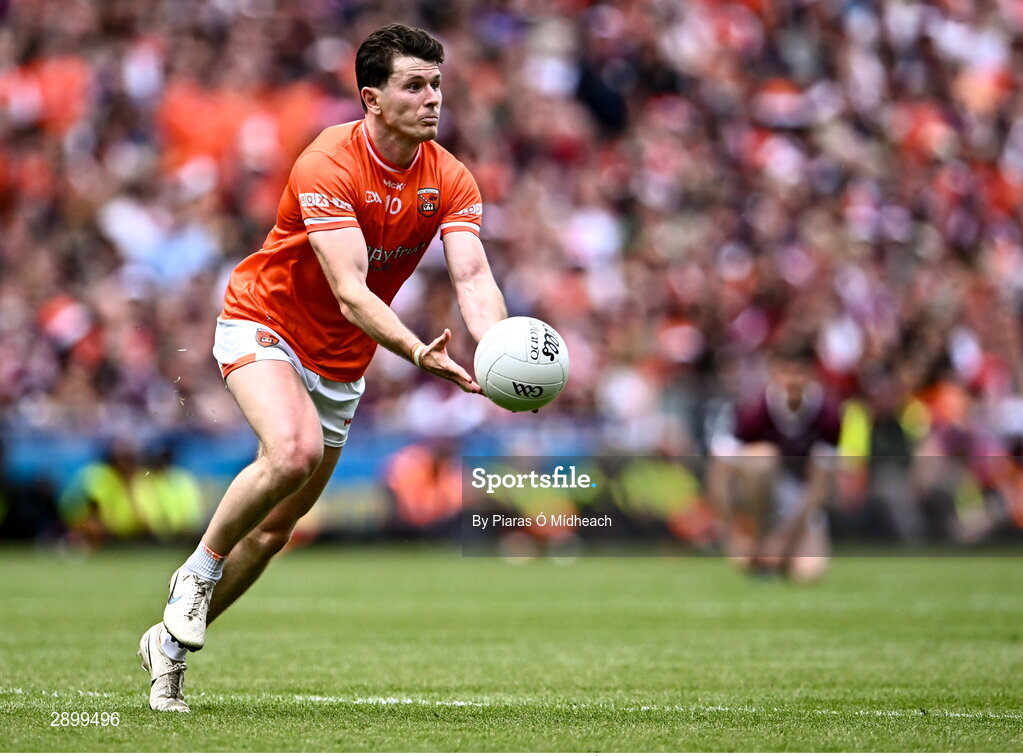 28 July 2024; Joe McElroy of Armagh during the GAA Football All-Ireland Senior Championship Final match between Armagh and Galway at Croke Park in Dublin. Photo by Piaras Ó Mídheach/Sportsfile