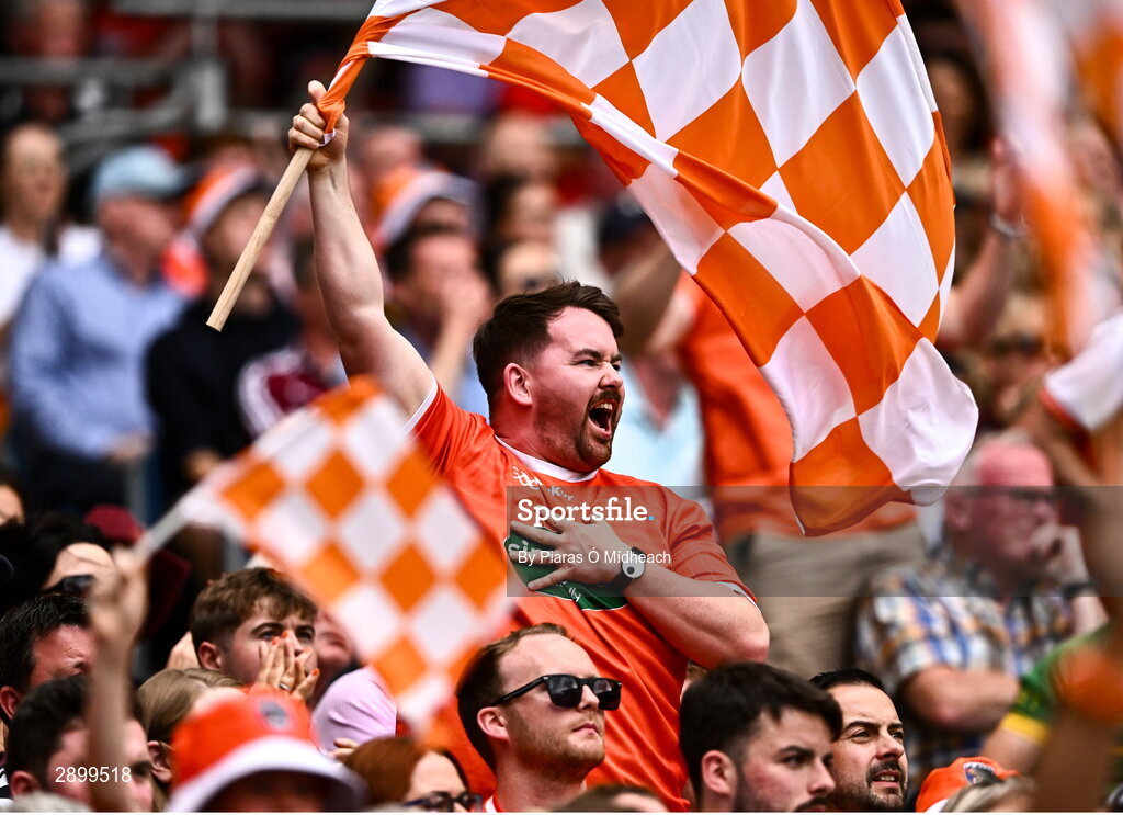 28 July 2024; Armagh supporters during the GAA Football All-Ireland Senior Championship Final match between Armagh and Galway at Croke Park in Dublin. Photo by Piaras Ó Mídheach/Sportsfile