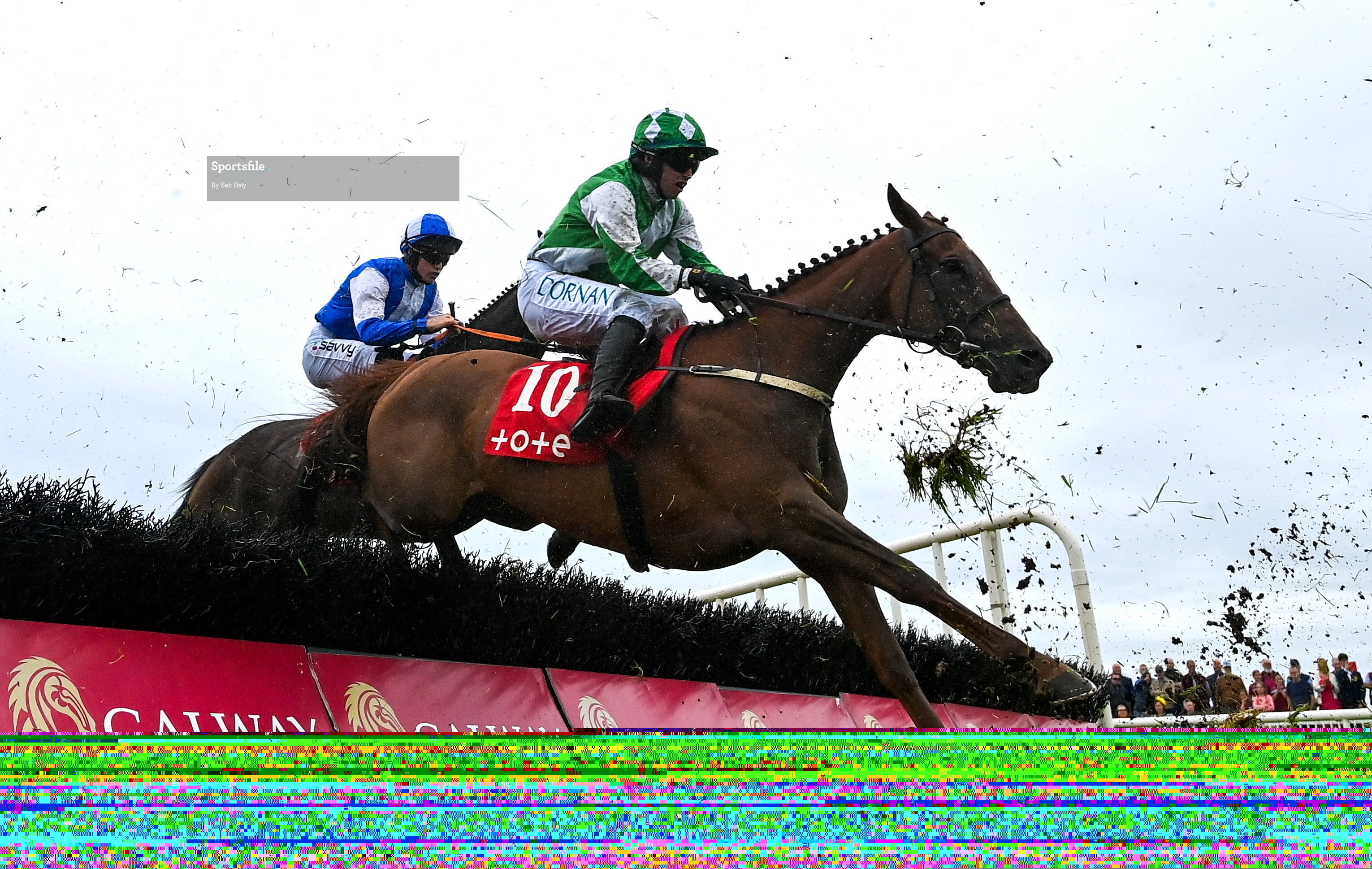 31 July 2024; Champella, with Darragh O'Keeffe up, on their way to winning the Tote Irish EBF Mares Handicap Hurdle during day three of the Galway Races Summer Festival at Ballybrit Racecourse in Galway. Photo by Seb Daly/Sportsfile