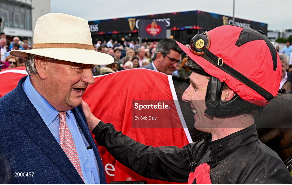 31 July 2024; Trainer Noel Meade and jockey Donagh Meyler after sending out Pinkerton to win the Tote Galway Plate during day three of the Galway Races Summer Festival at Ballybrit Racecourse in Galway. Photo by Seb Daly/Sportsfile