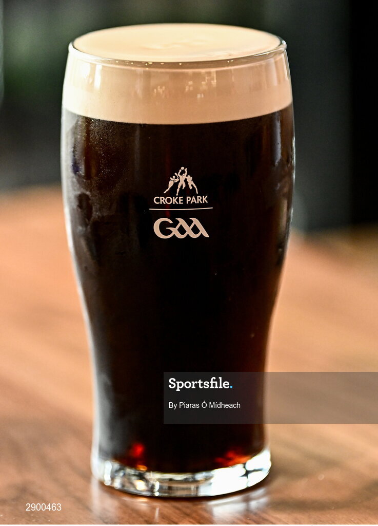 21 July 2024; A pint of Guinness in a Croke Park branding glass inside the stadium at the GAA Hurling All-Ireland Senior Championship Final between Clare and Cork at Croke Park in Dublin. Photo by Piaras Ó Mídheach/Sportsfile