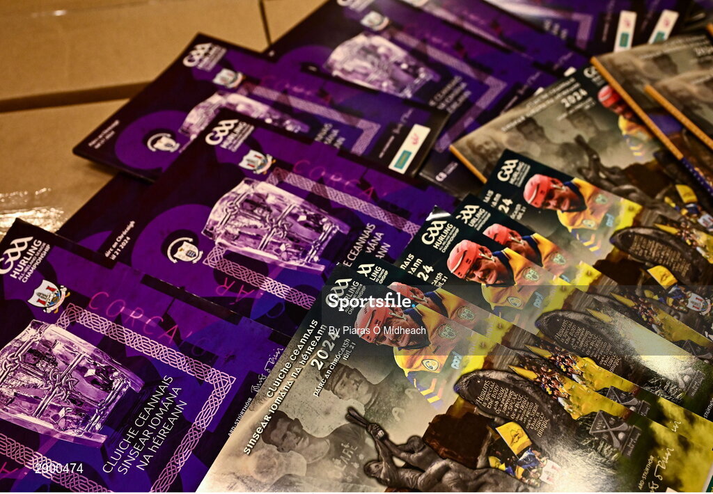 21 July 2024; Match programmes in storage before the GAA Hurling All-Ireland Senior Championship Final between Clare and Cork at Croke Park in Dublin. Photo by Piaras Ó Mídheach/Sportsfile