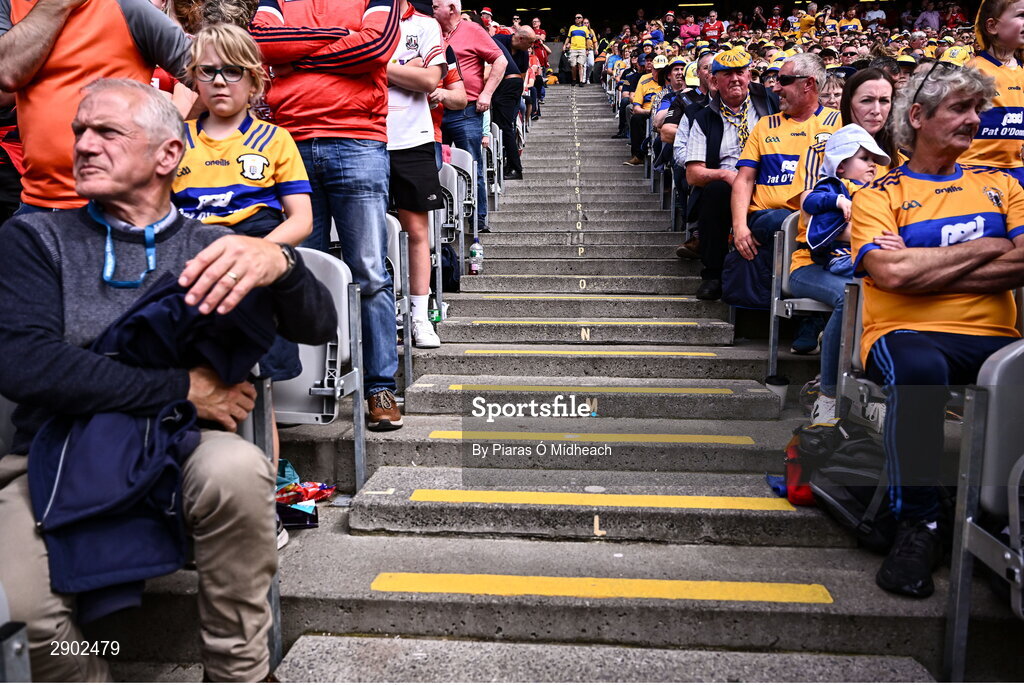21 July 2024; Spectators take their seats before the GAA Hurling All-Ireland Senior Championship Final between Clare and Cork at Croke Park in Dublin. Photo by Piaras Ó Mídheach/Sportsfile