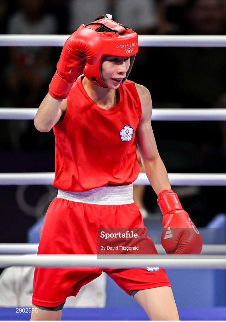 2 August 2024; Yu Ting Lin of Team Chinese Taipei during her women's 57kg preliminary round of 16 bout against Sitora Turdibekova of Team Uzbekistan  at the North Paris Arena during the 2024 Paris Summer Olympic Games in Paris, France. Photo by David Fitzgerald/Sportsfile