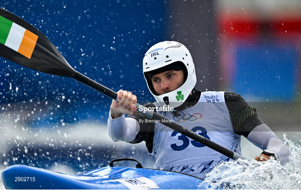 2 August 2024; Liam Jegou of Team Ireland in action during the men's kayak cross time trial at the Vaires-sur-Marne Nautical Stadium during the 2024 Paris Summer Olympic Games in Paris, France. Photo by Brendan Moran/Sportsfile