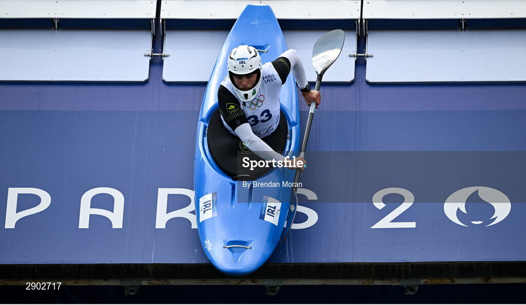 2 August 2024; Liam Jegou of Team Ireland in action during the men's kayak cross time trial at the Vaires-sur-Marne Nautical Stadium during the 2024 Paris Summer Olympic Games in Paris, France. Photo by Brendan Moran/Sportsfile