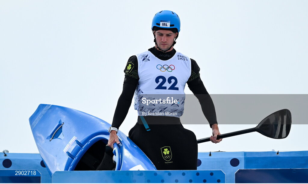 2 August 2024; Noel Hendrick of Team Ireland before competing in the men's kayak cross time trial at the Vaires-sur-Marne Nautical Stadium during the 2024 Paris Summer Olympic Games in Paris, France. Photo by Brendan Moran/Sportsfile