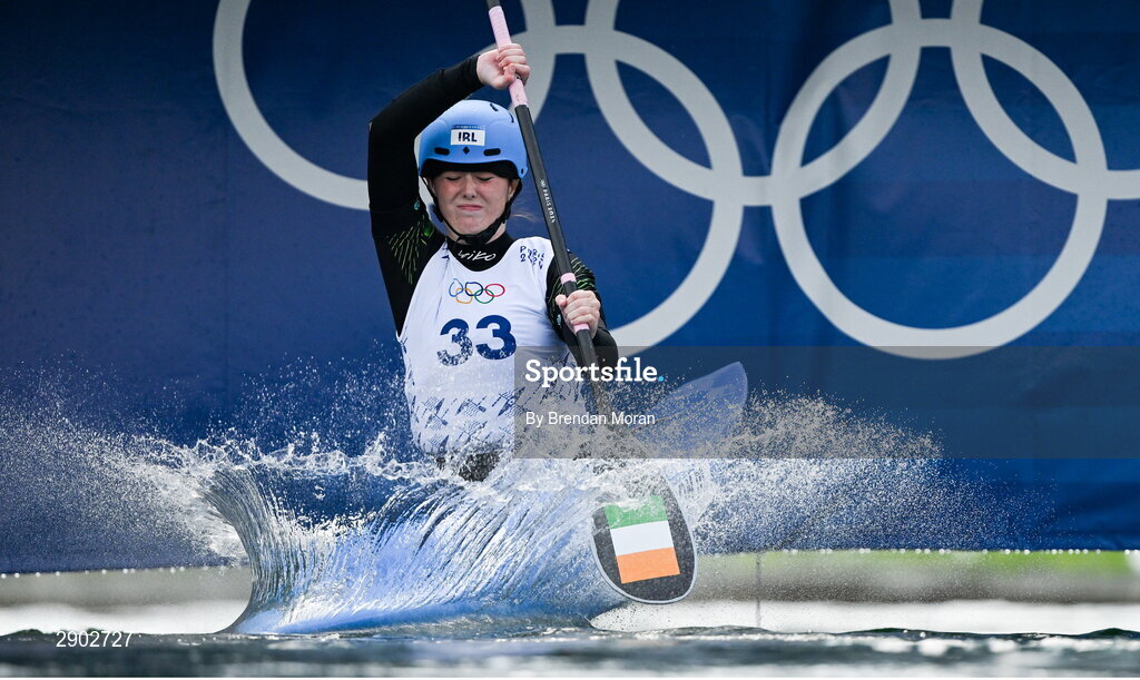 2 August 2024; Madison Corcoran of Team Ireland in action during the women's kayak cross time trial at the Vaires-sur-Marne Nautical Stadium during the 2024 Paris Summer Olympic Games in Paris, France. Photo by Brendan Moran/Sportsfile