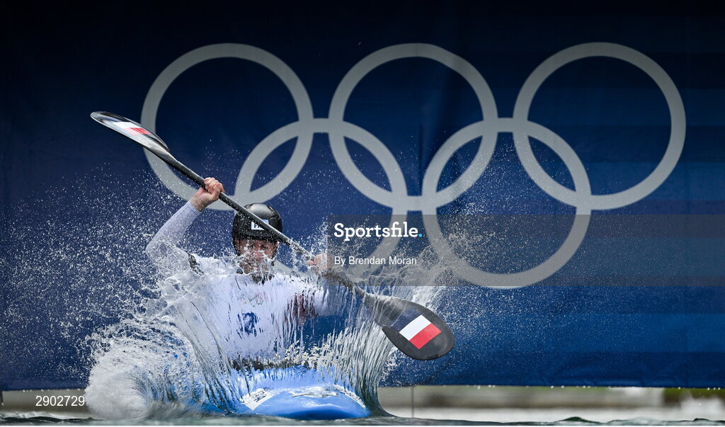 2 August 2024; Boris Neveu of Team France in action during the men's kayak cross time trial at the Vaires-sur-Marne Nautical Stadium during the 2024 Paris Summer Olympic Games in Paris, France. Photo by Brendan Moran/Sportsfile