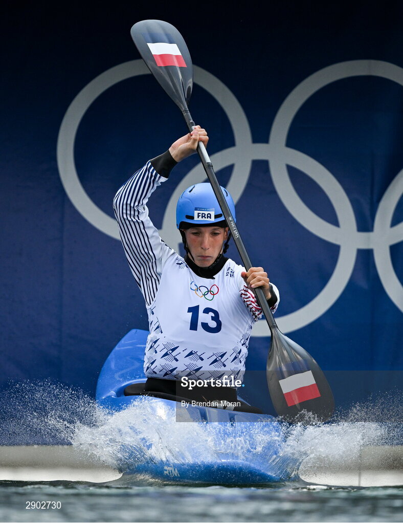 2 August 2024; Titouan Castryck of Team France in action during the men's kayak cross time trial at the Vaires-sur-Marne Nautical Stadium during the 2024 Paris Summer Olympic Games in Paris, France. Photo by Brendan Moran/Sportsfile