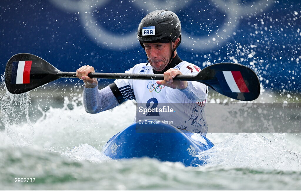 2 August 2024; Boris Neveu of Team France in action during the men's kayak cross time trial at the Vaires-sur-Marne Nautical Stadium during the 2024 Paris Summer Olympic Games in Paris, France. Photo by Brendan Moran/Sportsfile