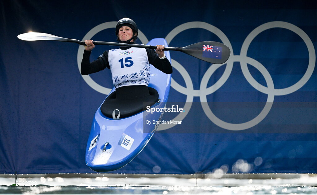 2 August 2024; Luuka Jones of Team New Zealand in action during the women's kayak cross time trial at the Vaires-sur-Marne Nautical Stadium during the 2024 Paris Summer Olympic Games in Paris, France. Photo by Brendan Moran/Sportsfile