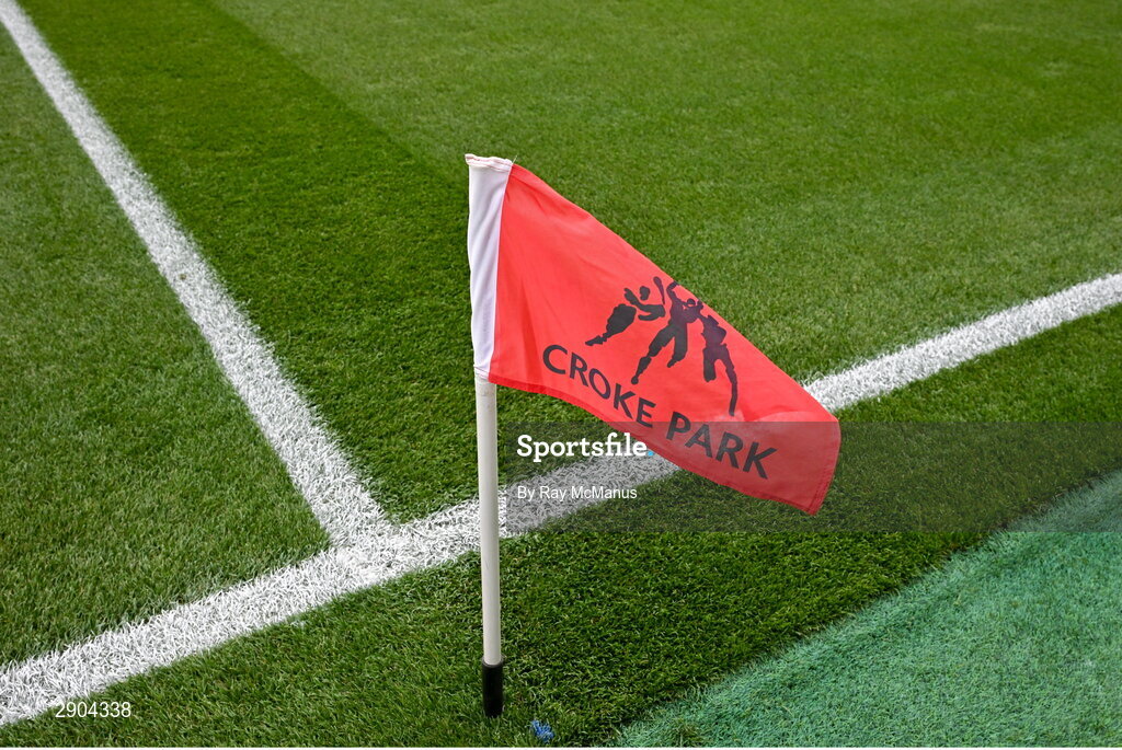 4 August 2024; A flag flutters in the wind before the TG4 All-Ireland Ladies Football Senior Championship final match between Galway and Kerry at Croke Park, Dublin. Photo by Ray McManus/Sportsfile