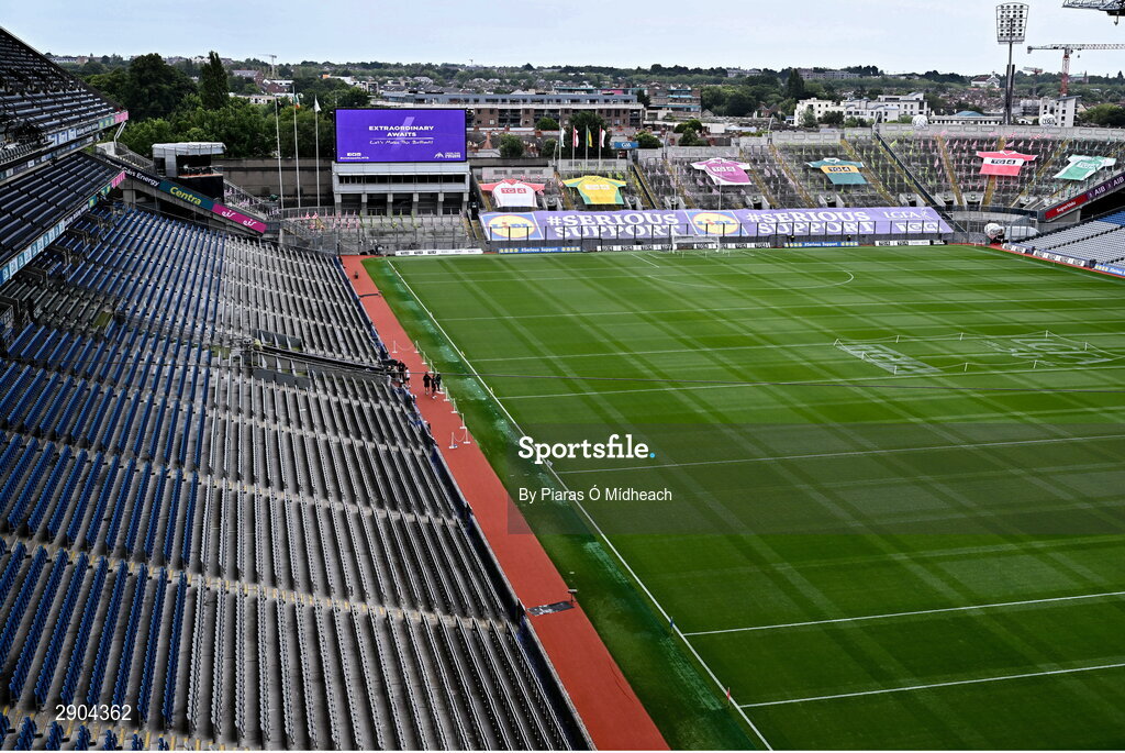 4 August 2024; A general view of the pitch before the TG4 All-Ireland Ladies Football Junior Championship final match between Fermanagh and Louth at Croke Park in Dublin. Photo by Piaras Ó Mídheach/Sportsfile