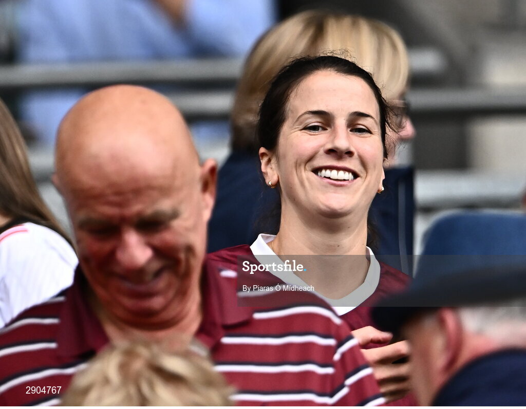 4 August 2024; Former Galway All-Ireland winning footballer in 2004, and current Republic of Ireland WNT and Liverpool FC footballer, Niamh Fahey in attendance at the TG4 All-Ireland Ladies Football Senior Championship final match between Galway and Kerry at Croke Park in Dublin. Photo by Piaras Ó Mídheach/Sportsfile