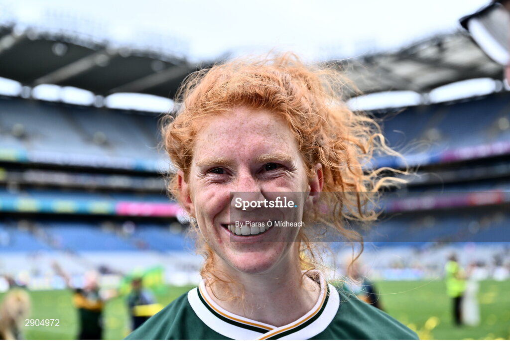 4 August 2024; Louise Ní Mhuircheartaigh of Kerry after her side's victory in the TG4 All-Ireland Ladies Football Senior Championship final match between Galway and Kerry at Croke Park in Dublin. Photo by Piaras Ó Mídheach/Sportsfile