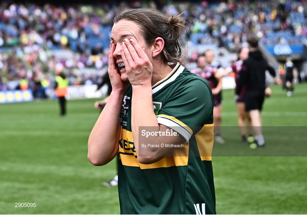 4 August 2024; Anna Galvin of Kerry after her side's victory in the TG4 All-Ireland Ladies Football Senior Championship final match between Galway and Kerry at Croke Park in Dublin. Photo by Piaras Ó Mídheach/Sportsfile